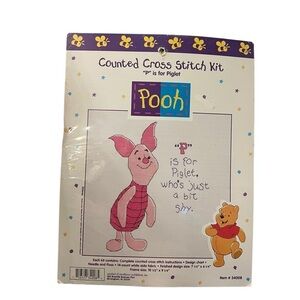 Disney  Pooh '"P" Is For Piglet Counted Cross Stitch Kit #34008 NEW Sealed‎